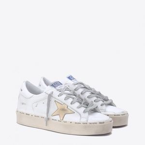 Golden Goose White & Gold Hi Star Sneakers- Preworn Condition